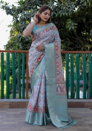 Picture of Comely Chiffon Dark Sea Green Saree