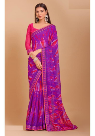 Picture of Shapely Chiffon Dark Orchid Saree