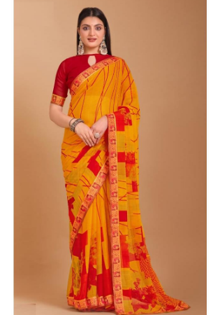 Picture of Taking Chiffon Dark Orange Saree