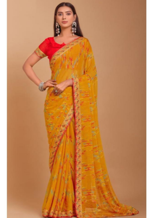 Picture of Taking Chiffon Dark Orange Saree