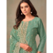 Picture of Organza Dark Sea Green Straight Cut Salwar Kameez