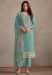 Picture of Organza Cadet Blue Straight Cut Salwar Kameez