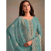 Picture of Organza Cadet Blue Straight Cut Salwar Kameez