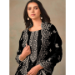 Picture of Superb Organza Black Straight Cut Salwar Kameez