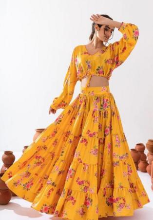 Picture of Magnificent Chiffon Orange Readymade Lehenga Choli