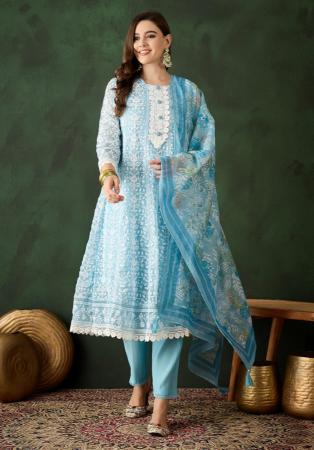 Picture of Marvelous Silk Light Steel Blue Kurtis & Tunic