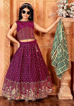 Picture of Bewitching Chiffon Brown Kids Lehenga Choli