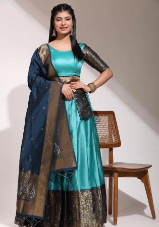 Picture of Magnificent Silk Steel Blue Lehenga Choli