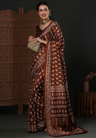 Picture of Well Formed Silk Brown Saree