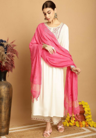 Picture of Rayon & Chiffon Beige Readymade Salwar Kameez