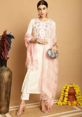 Picture of Rayon & Chiffon Linen Readymade Salwar Kameez