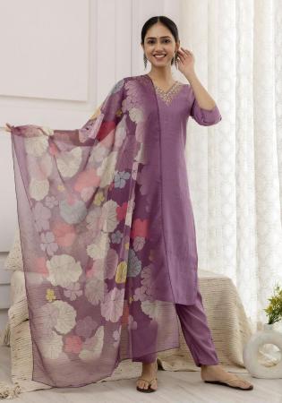 Picture of Nice Chiffon Plum Readymade Salwar Kameez