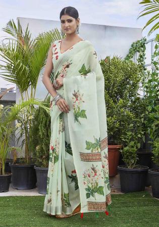 Picture of Grand Linen Dark Sea Green Saree