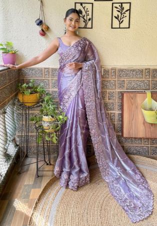 Picture of Comely Georgette Light Slate Grey Saree