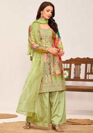 Picture of Chiffon Dark Khaki Straight Cut Salwar Kameez