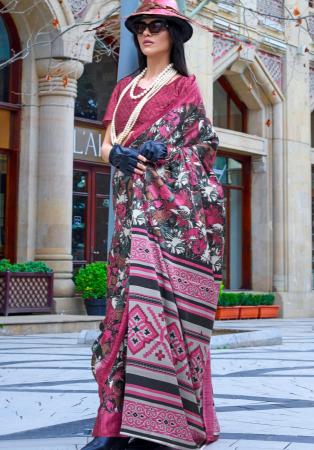 Picture of Appealing Satin Pale Violet Red Saree