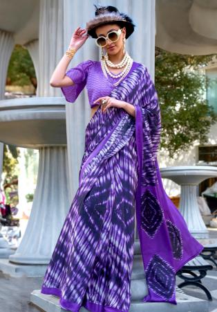 Picture of Bewitching Satin Dark Orchid Saree