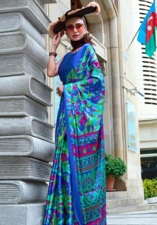 Picture of Ravishing Satin Midnight Blue Saree