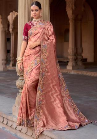 Picture of Sublime Silk & Organza Light Salmon Saree