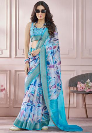 Picture of Good Looking Silk Steel Blue Saree