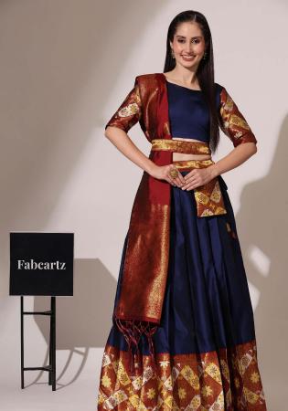 Picture of Resplendent Silk Navy Blue Lehenga Choli