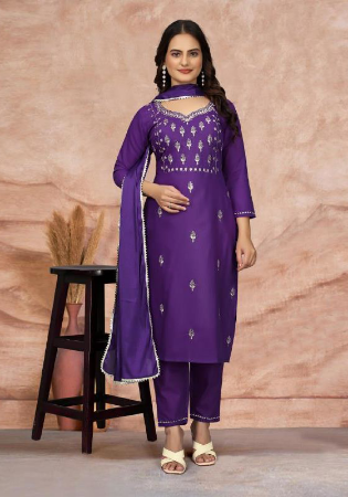 Picture of Splendid Cotton Purple Readymade Salwar Kameez