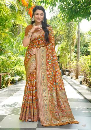 Picture of Pleasing Satin & Silk Indian Red Saree