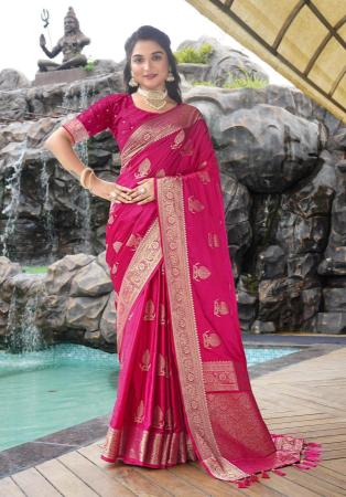 Picture of Well Formed Satin & Silk Medium Violet Red Saree