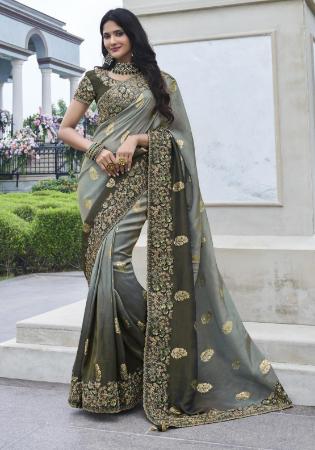 Picture of Stunning Silk Slate Grey Saree