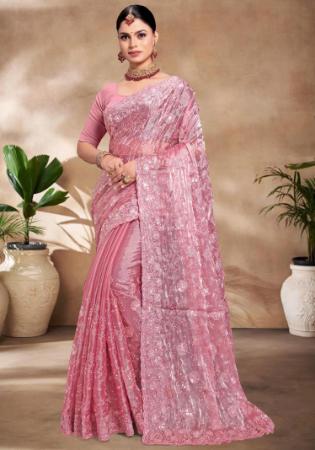 Picture of Delightful Silk Rosy Brown Saree