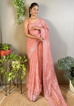 Picture of Sightly Silk Light Coral Saree