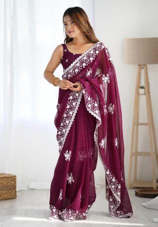 Picture of Beautiful Georgette Brown Saree