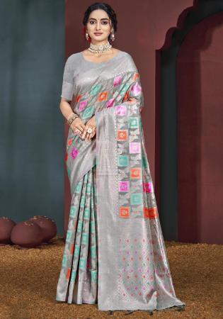 Picture of Sightly Cotton Dark Grey Saree