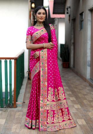 Picture of Beautiful Silk Hot Pink Saree