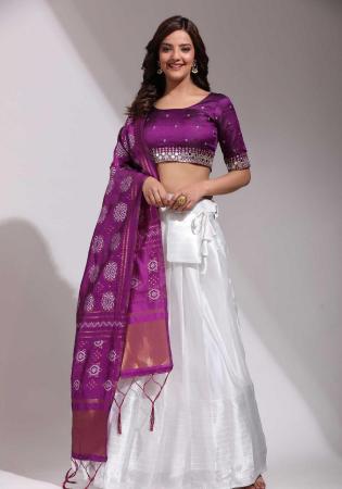 Picture of Charming Silk White Lehenga Choli