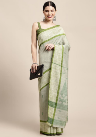 Picture of Exquisite Cotton & Silk Dark Sea Green Saree