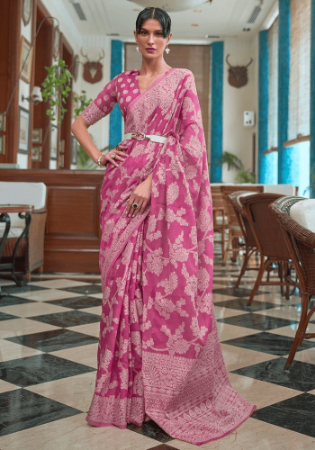 Picture of Charming Cotton & Silk Pink Saree