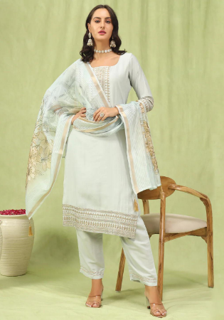 Picture of Magnificent Silk Off White Readymade Salwar Kameez