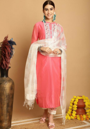 Picture of Grand Chiffon Light Salmon Readymade Salwar Kameez