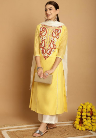 Picture of Ravishing Chiffon Khaki Readymade Salwar Kameez