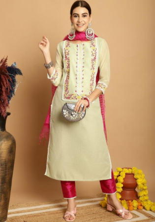 Picture of Exquisite Chiffon Tan Readymade Salwar Kameez