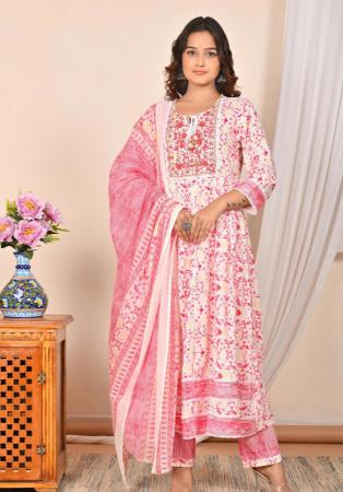 Picture of Rayon & Cotton Light Salmon Readymade Salwar Kameez