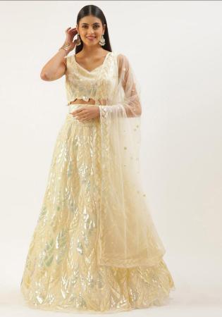 Picture of Exquisite Net Light Golden Rod Yellow Lehenga Choli