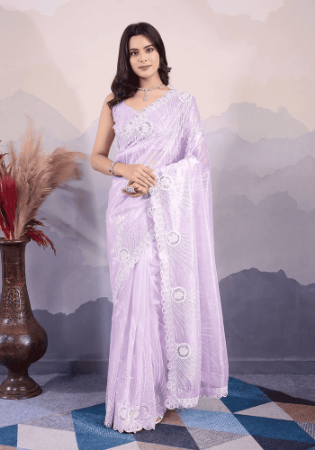 Picture of Comely Net Lavender Saree