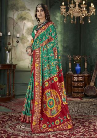 Picture of Beauteous Silk Teal Saree