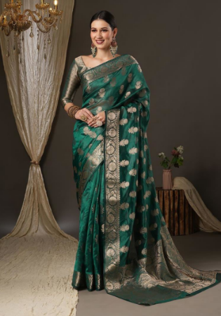 Picture of Cotton & Silk & Organza Dark Slate Grey Saree