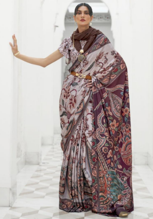 Picture of Good Looking Silk Dim Gray Saree