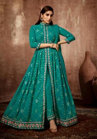 Picture of Exquisite Georgette Teal Readymade Gown