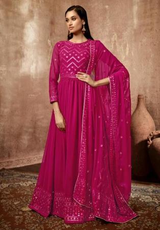 Picture of Elegant Georgette Medium Violet Red Readymade Gown