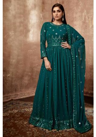 Picture of Marvelous Georgette Teal Readymade Gown